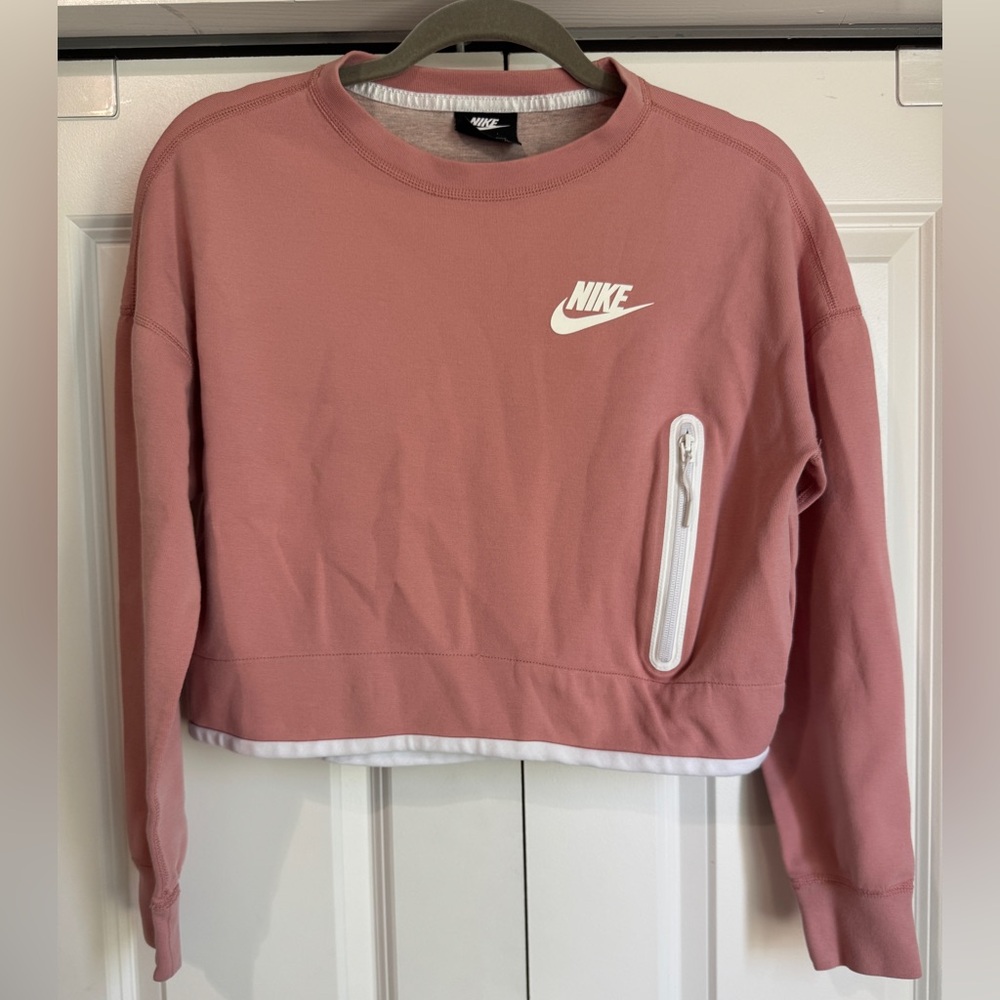 Nike Light Pink Tech Fleece Crewneck Pullover Sweatshirt S - Picture 2 of 6